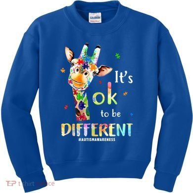 It's Ok To Be Different Autism Awareness Puzzle Giraffe Kids Sweatshirt