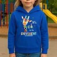 It's Ok To Be Different Autism Awareness Puzzle Giraffe Kids Hoodie thumb 3
