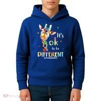It's Ok To Be Different Autism Awareness Puzzle Giraffe Kids Hoodie thumb 4