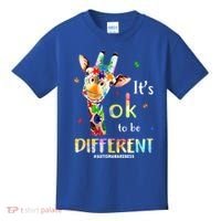 It's Ok To Be Different Autism Awareness Puzzle Giraffe Kids T-Shirt thumb 0