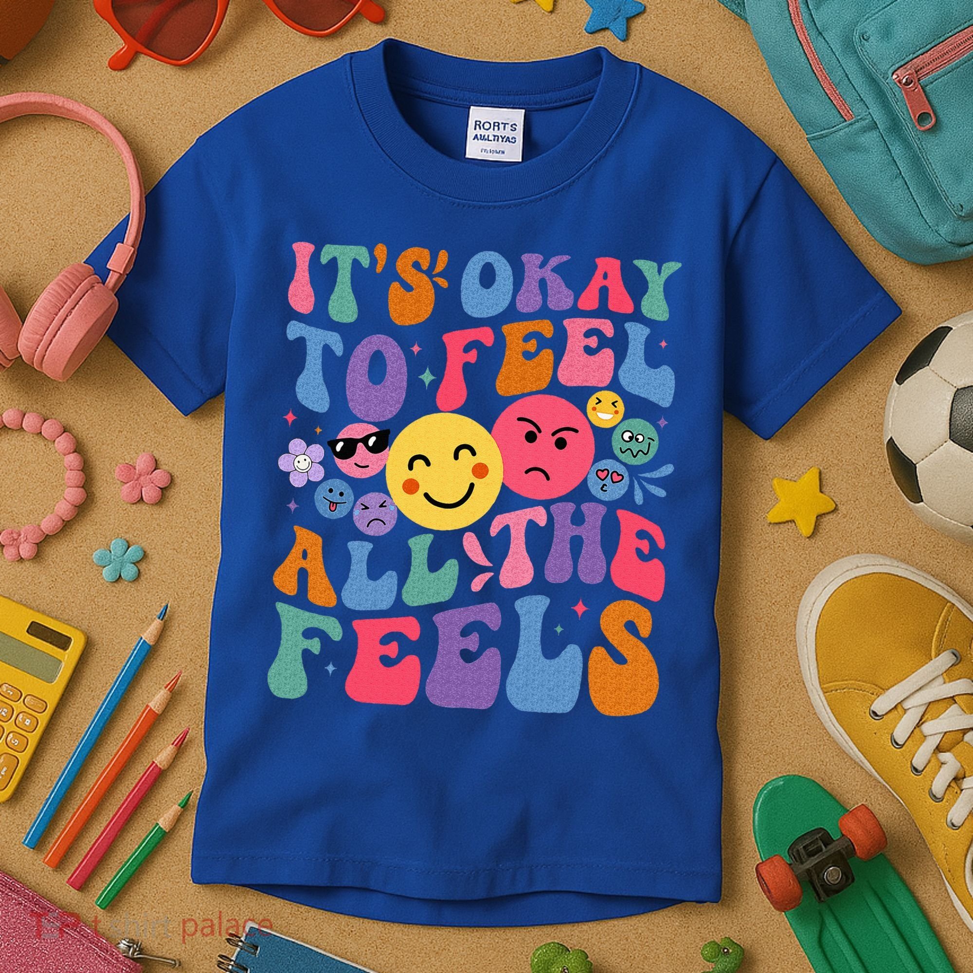 It's Ok To Feel All The Feels Emotions Mental Health Kids T-Shirt