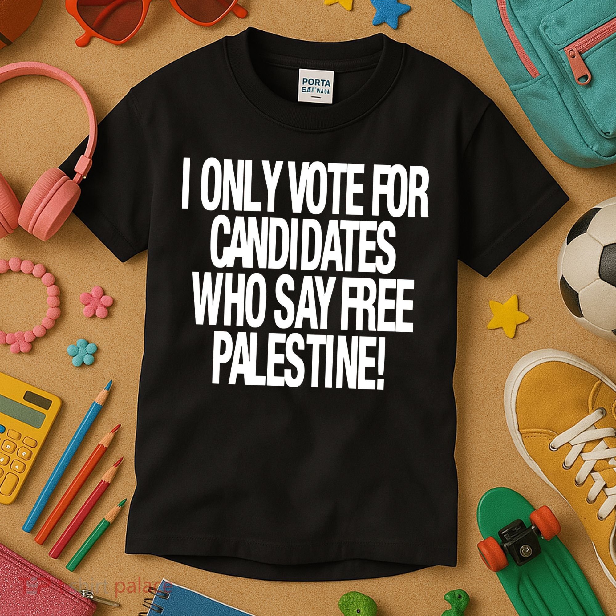I Only Vote For Candidates Who Say Free Palestine Kids T-Shirt