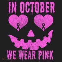 In October We Wear Pink Breast Cancer Pink Jackolantern Halloween Tumbler thumb 3