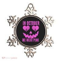 In October We Wear Pink Breast Cancer Pink Jackolantern Halloween Ornament thumb 0