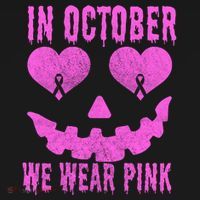 In October We Wear Pink Breast Cancer Pink Jackolantern Halloween Ornament thumb 1