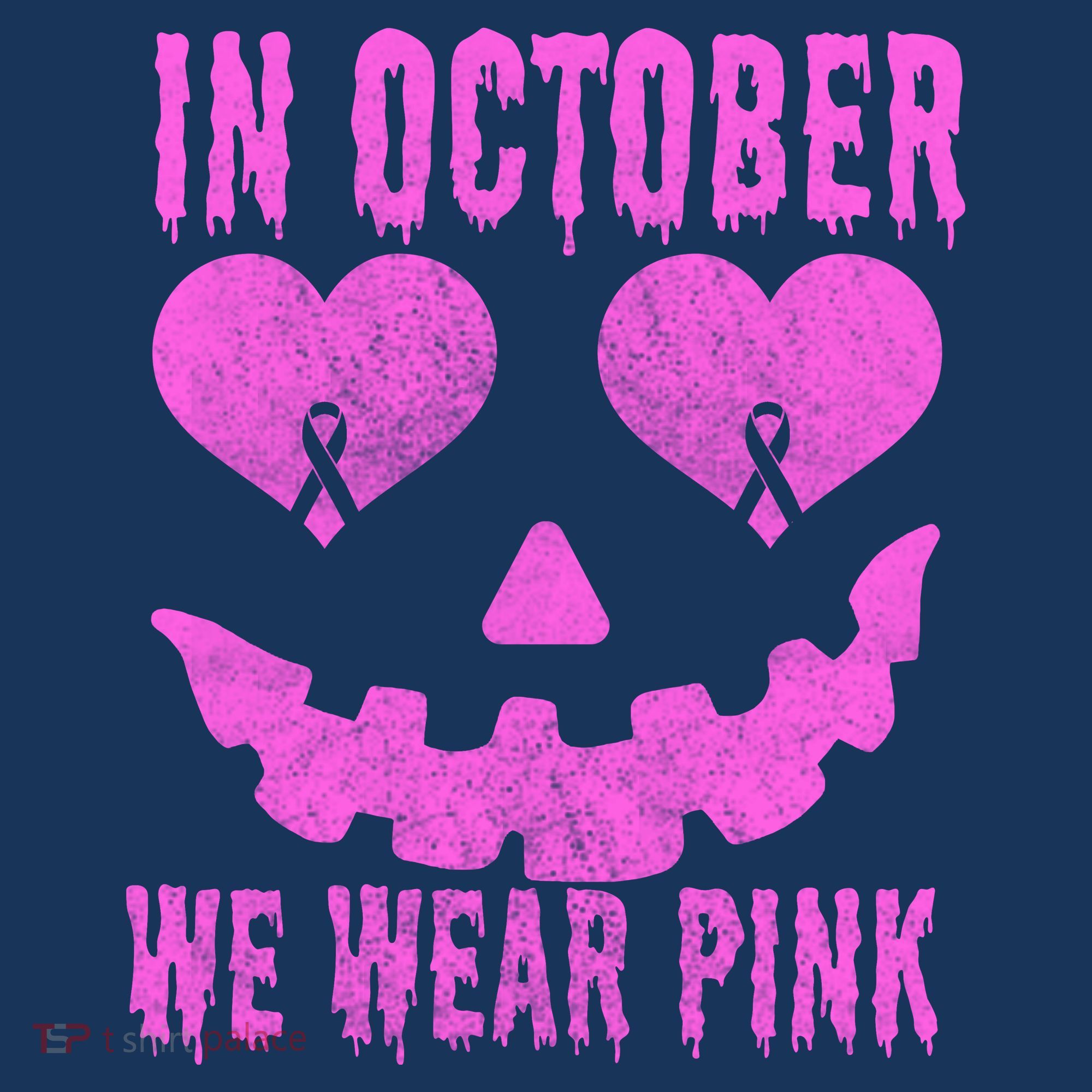 In October We Wear Pink Breast Cancer Pink Jackolantern Halloween Long Sleeve Shirt
