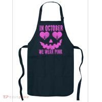 In October We Wear Pink Breast Cancer Pink Jackolantern Halloween Apron thumb 0