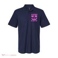 In October We Wear Pink Breast Cancer Pink Jackolantern Halloween Polo thumb 0
