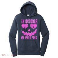 In October We Wear Pink Breast Cancer Pink Jackolantern Halloween Women's Hoodie thumb 0