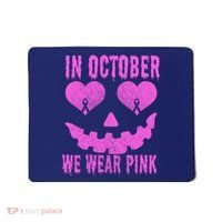 In October We Wear Pink Breast Cancer Pink Jackolantern Halloween Mousepad thumb 0