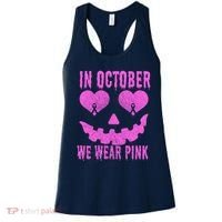 In October We Wear Pink Breast Cancer Pink Jackolantern Halloween Women's Tank Top thumb 0