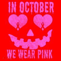 In October We Wear Pink Breast Cancer Pink Jackolantern Halloween Santa Hat thumb 1