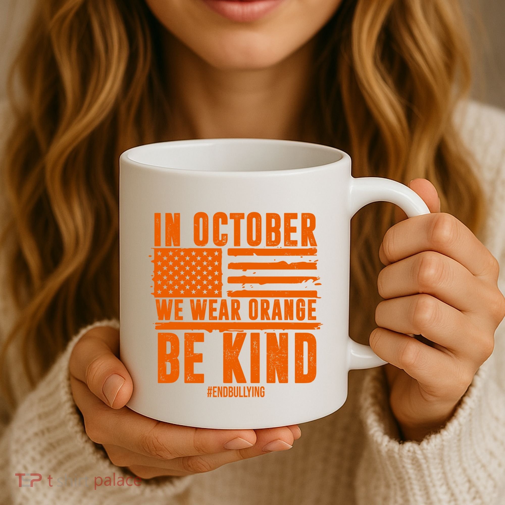 In October We Wear Orange Be Kind End Bullying Coffee Mug