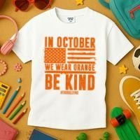 In October We Wear Orange Be Kind End Bullying Kids T-Shirt thumb 3