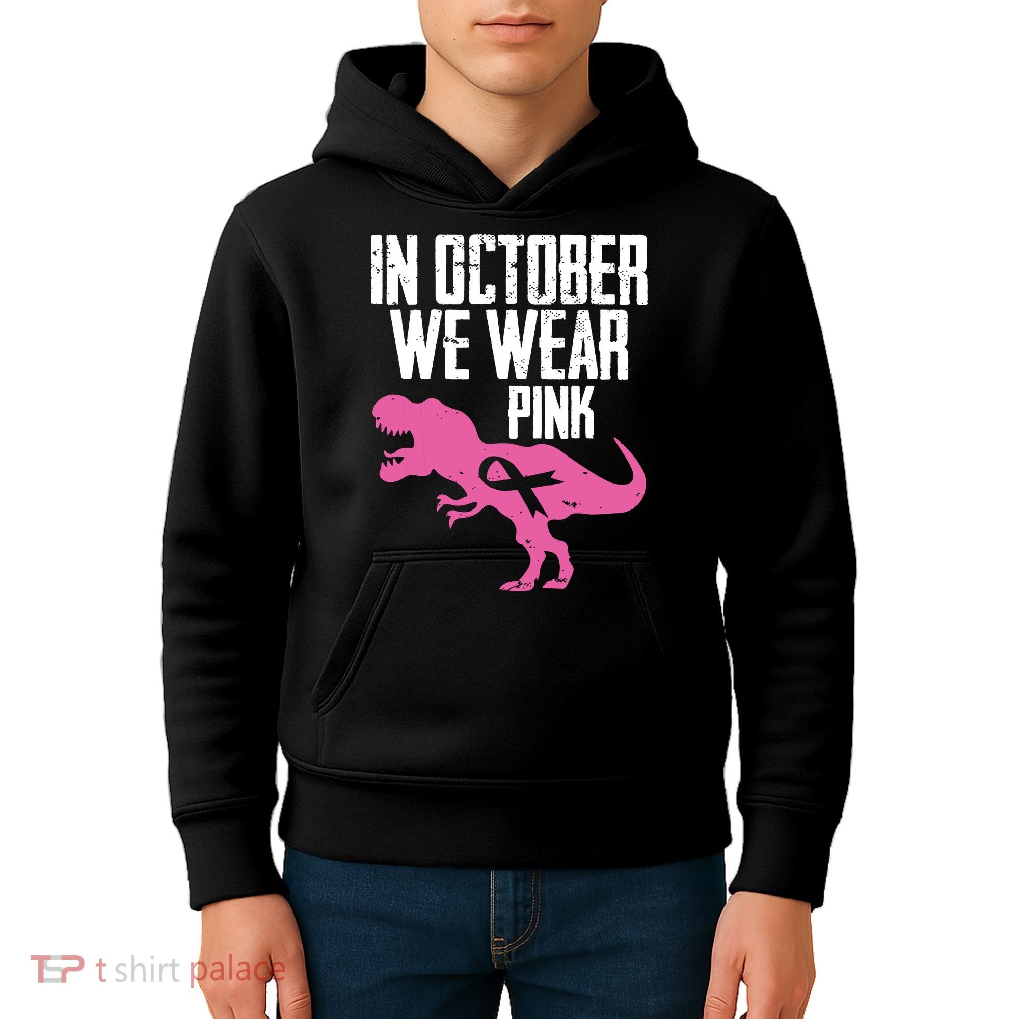 In October We Wear Pink Breast Cancer Awareness Kids Hoodie