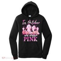 In October We Wear Pink Ghost Pumpkin Breast Cancer Warrior Women's Hoodie thumb 0