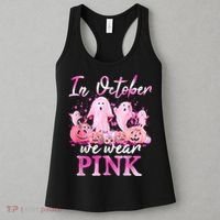 In October We Wear Pink Ghost Pumpkin Breast Cancer Warrior Women's Tank Top thumb 3