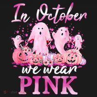 In October We Wear Pink Ghost Pumpkin Breast Cancer Warrior Women's Tank Top thumb 5