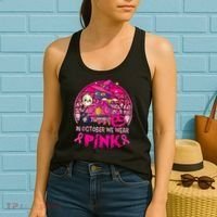 In October We Wear Pink Witch Cat Breast Cancer Awareness Women's Tank Top thumb 2