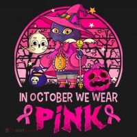 In October We Wear Pink Witch Cat Breast Cancer Awareness Women's Tank Top thumb 5