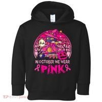 In October We Wear Pink Witch Cat Breast Cancer Awareness Toddler Hoodie thumb 0