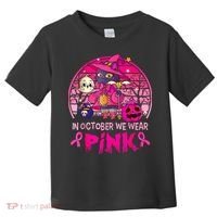 In October We Wear Pink Witch Cat Breast Cancer Awareness Toddler T-Shirt thumb 0