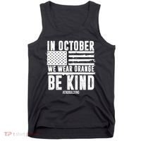 In October We Wear Orange Be Kind End Bullying Usa Flag Unity Day Tank Top thumb 0