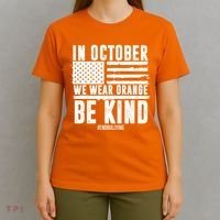 In October We Wear Orange Be Kind End Bullying Usa Flag Unity Day T-Shirt thumb 4