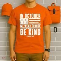 In October We Wear Orange Be Kind End Bullying Usa Flag Unity Day T-Shirt thumb 6