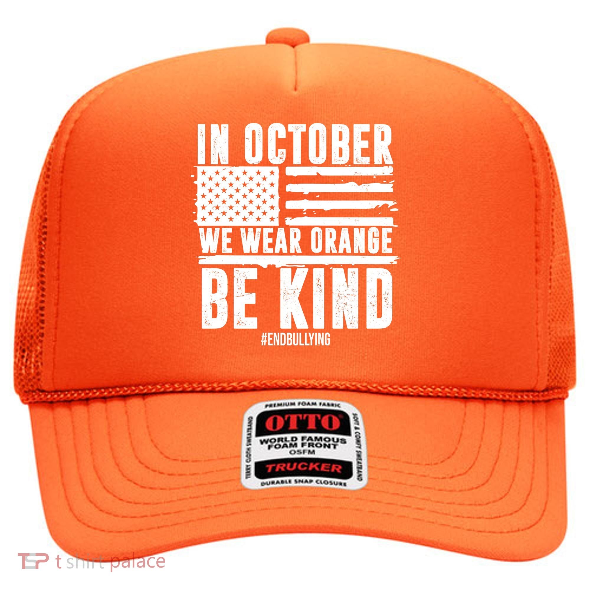 In October We Wear Orange Be Kind End Bullying Usa Flag Unity Day Hat