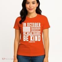 In October We Wear Orange Be Kind End Bullying Usa Flag Unity Day Women's T-Shirt thumb 4