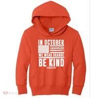 In October We Wear Orange Be Kind End Bullying Usa Flag Unity Day Kids Hoodie thumb 0