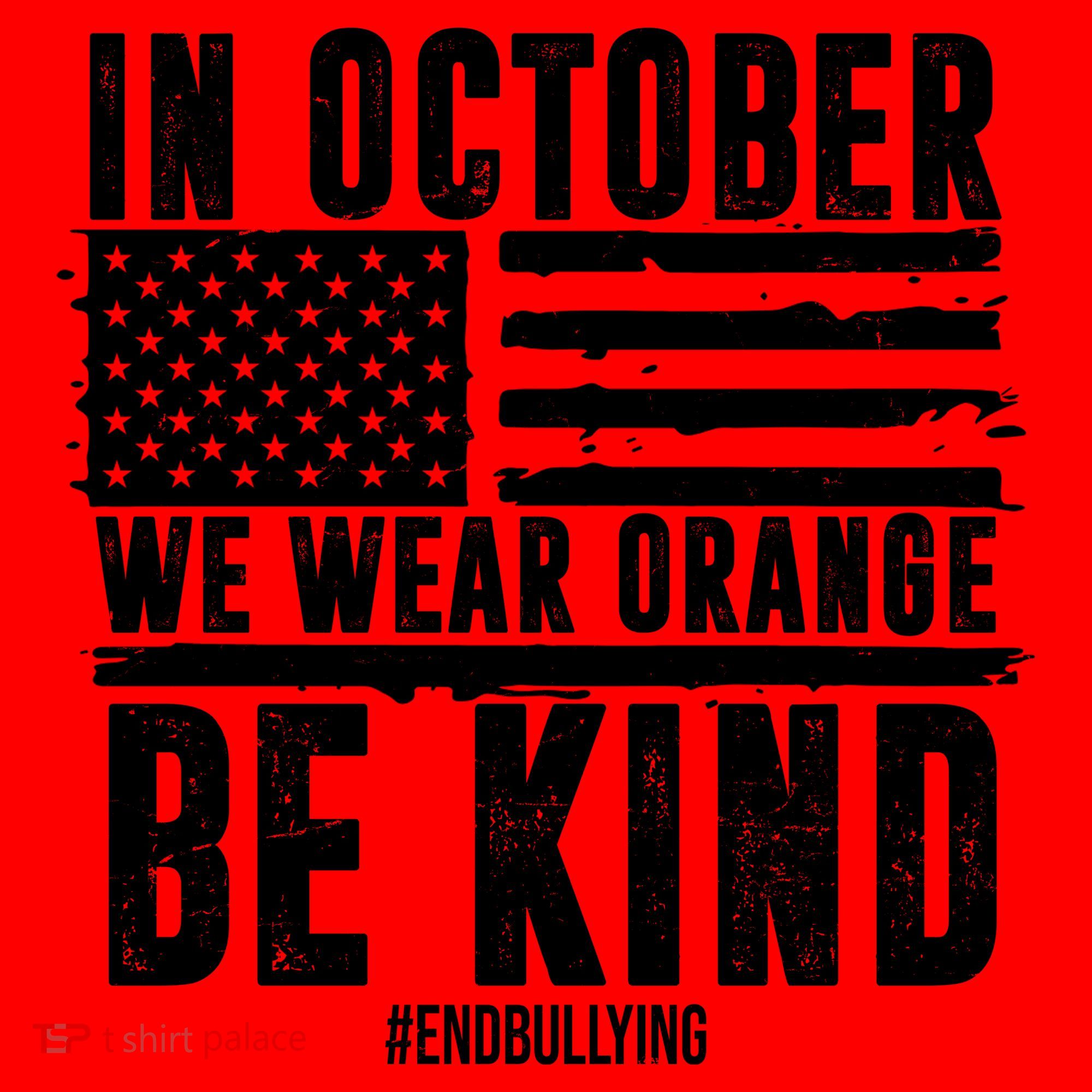 In October We Wear Orange Be Kind End Bullying Usa Flag Unity Day Santa Hat