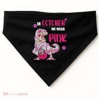 In October We Wear Pink Breast Cancer Trex Dino USA-Made Doggie Bandana thumb 0