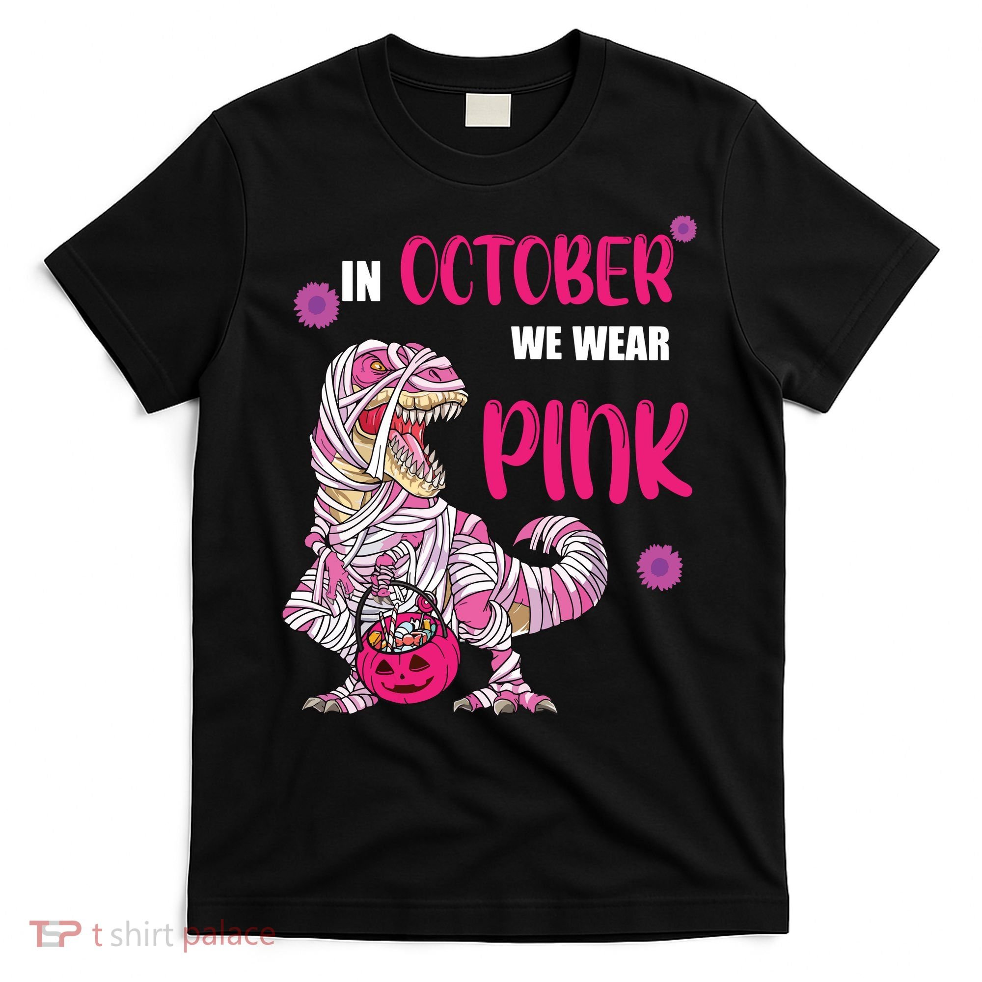 In October We Wear Pink Breast Cancer Trex Dino T-Shirt