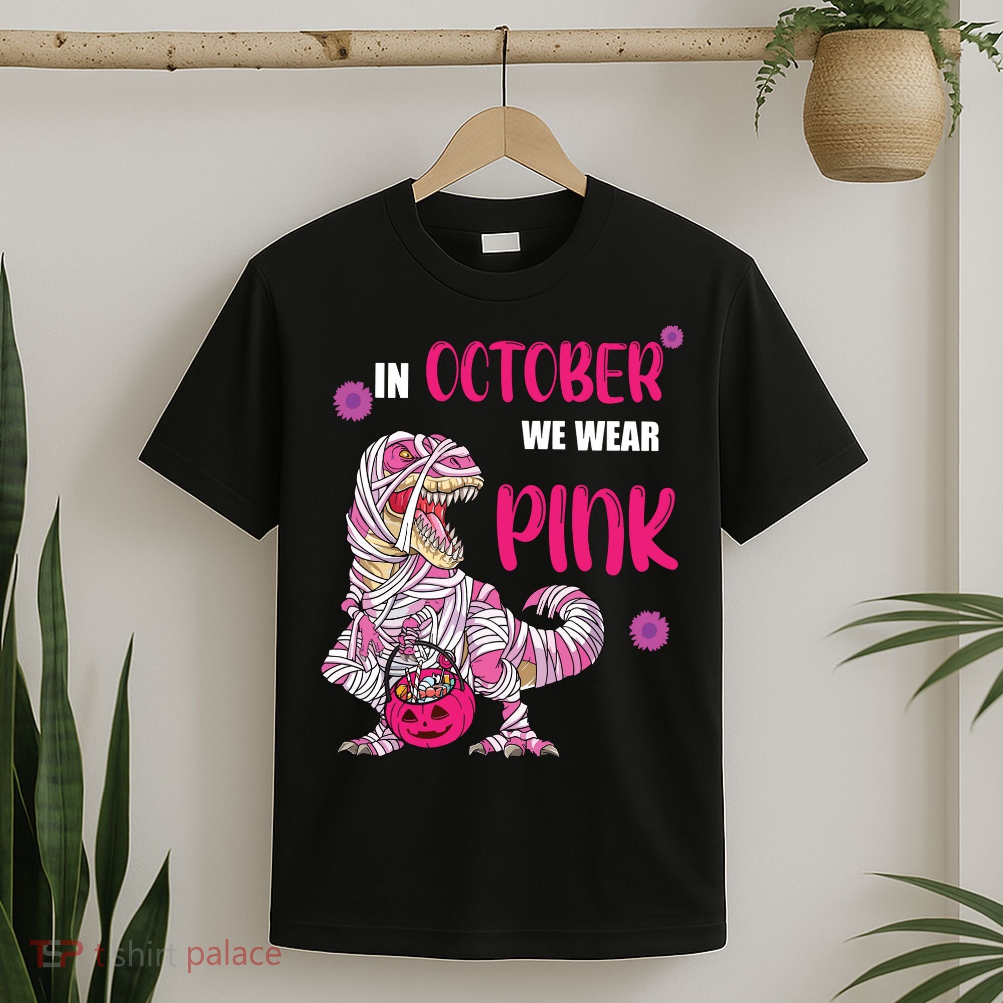 In October We Wear Pink Breast Cancer Trex Dino T-Shirt