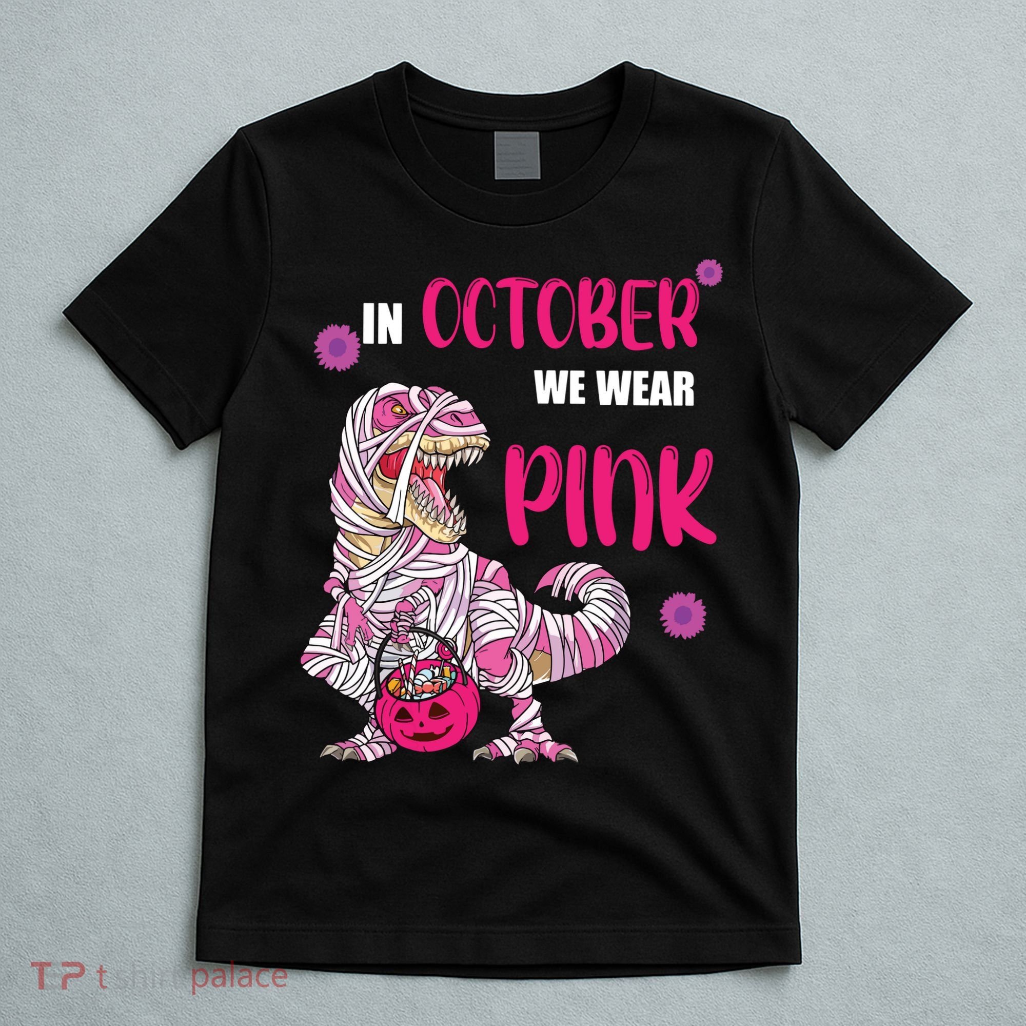 In October We Wear Pink Breast Cancer Trex Dino T-Shirt