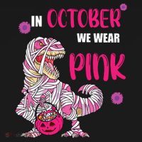 In October We Wear Pink Breast Cancer Trex Dino Mousepad thumb 1