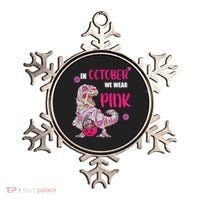 In October We Wear Pink Breast Cancer Trex Dino Ornament thumb 0