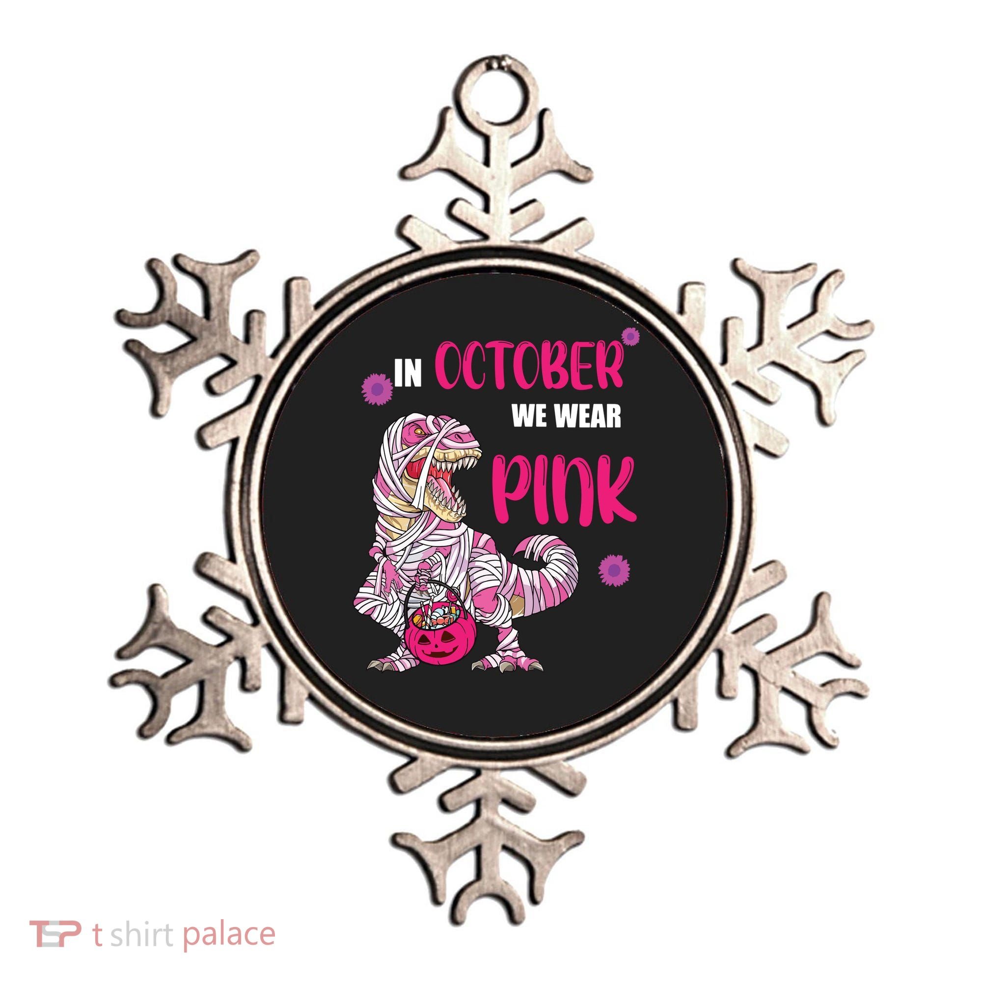 In October We Wear Pink Breast Cancer Trex Dino Ornament