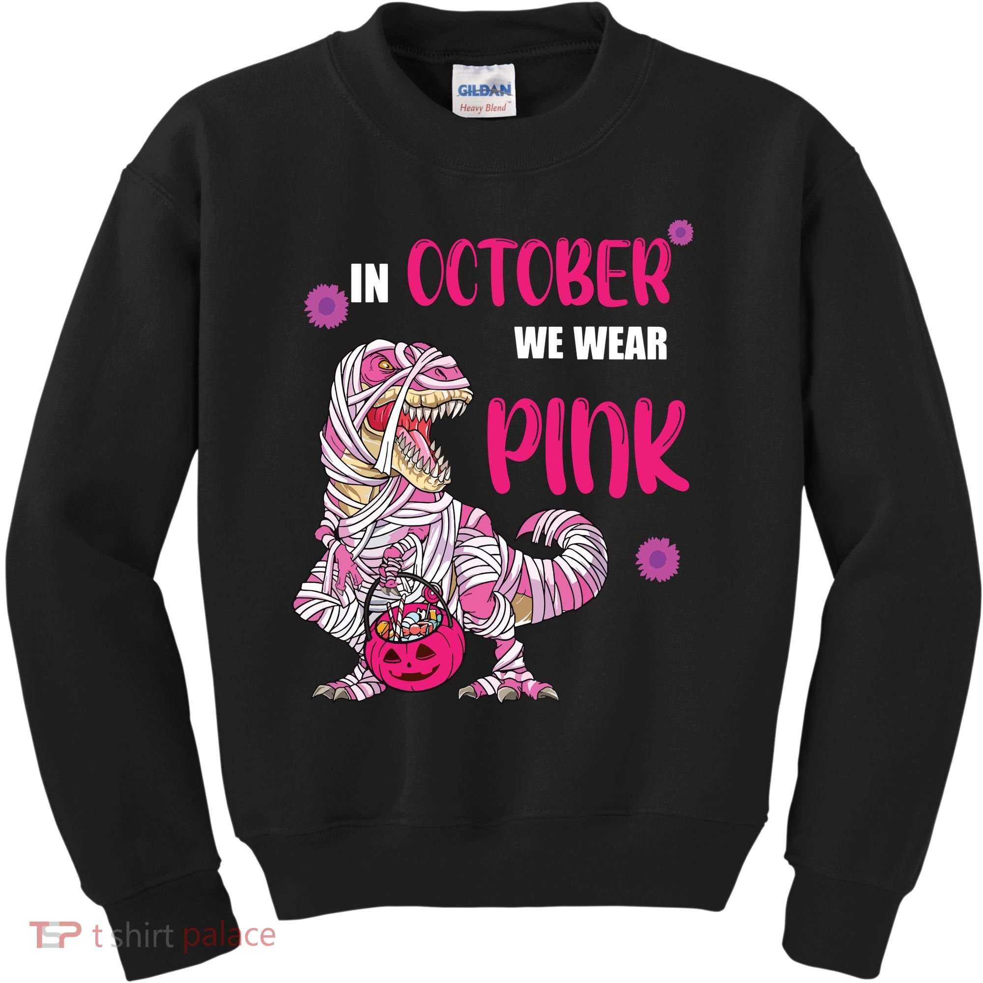 In October We Wear Pink Breast Cancer Trex Dino Kids Sweatshirt