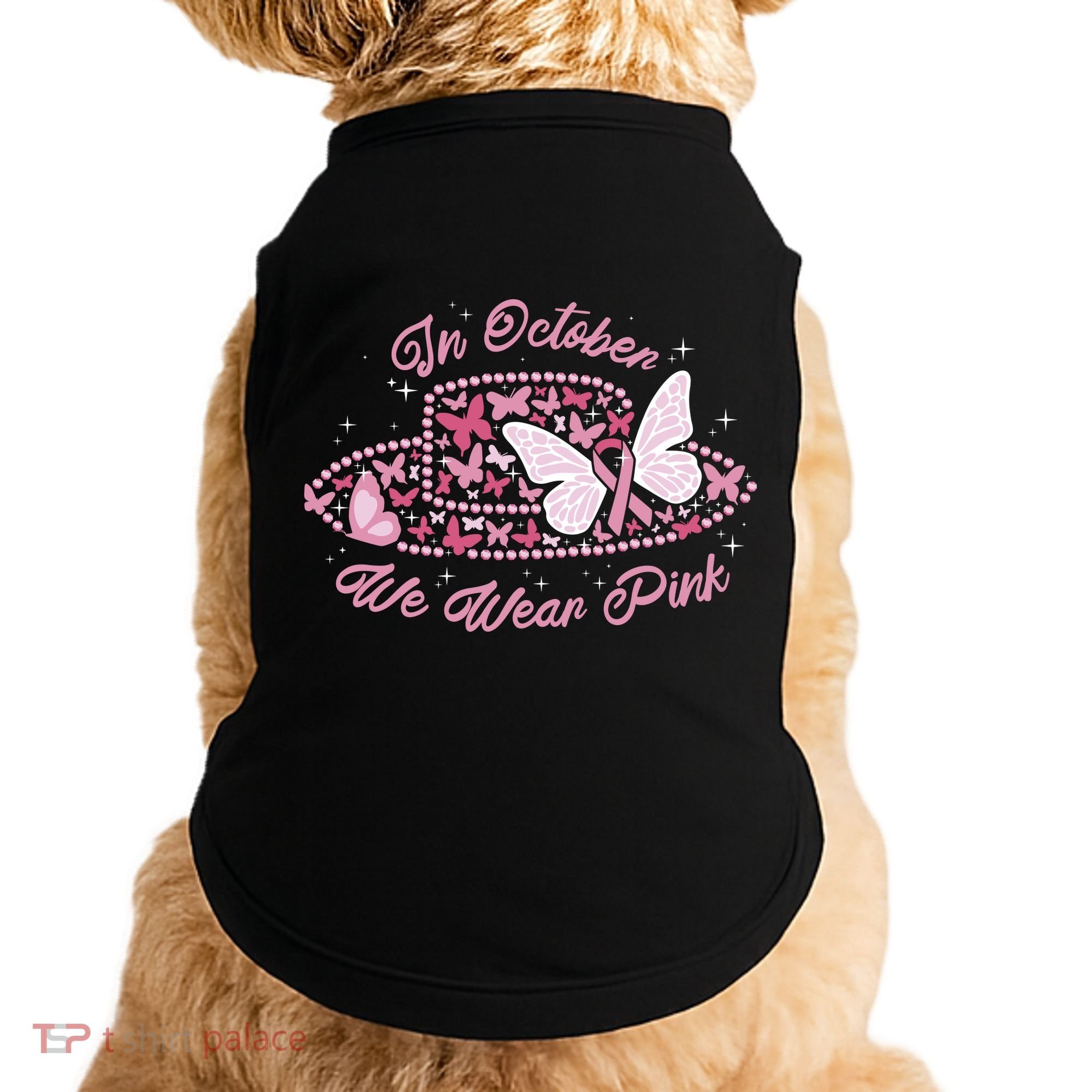 In October We Wear Pink Butterfly Ribbon Doggie Tank