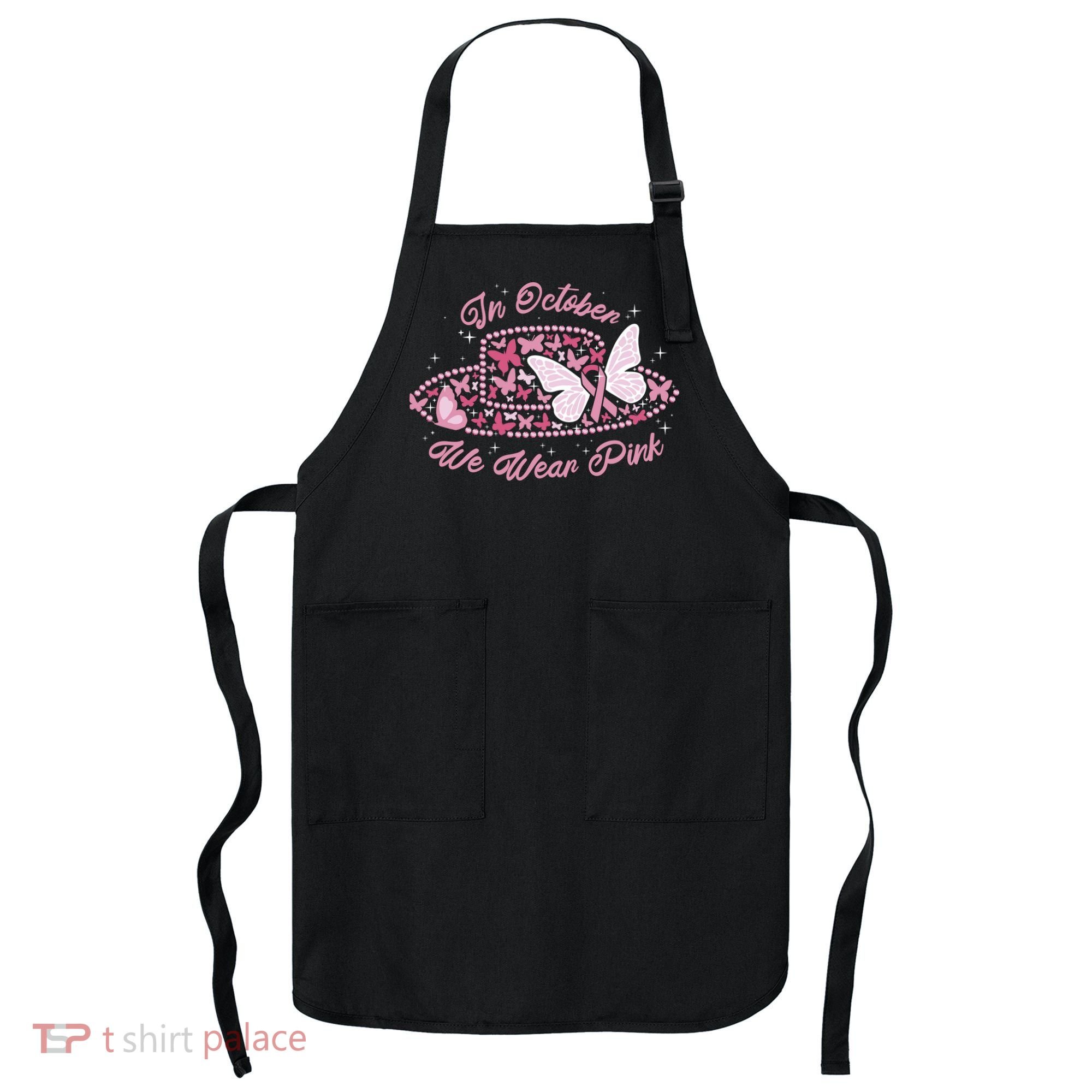 In October We Wear Pink Butterfly Ribbon Apron