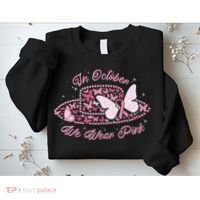 In October We Wear Pink Butterfly Ribbon Sweatshirt thumb 2