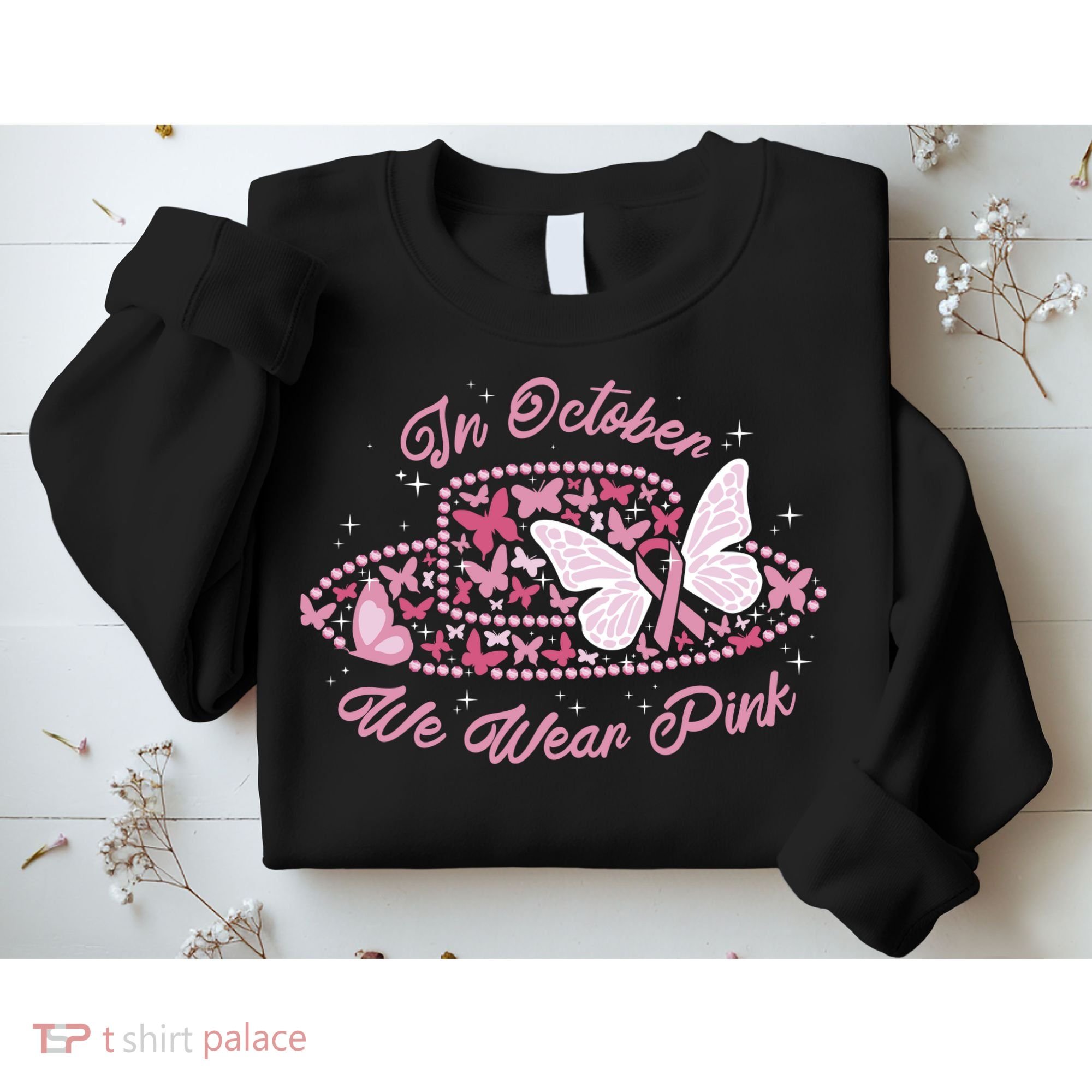 In October We Wear Pink Butterfly Ribbon Sweatshirt