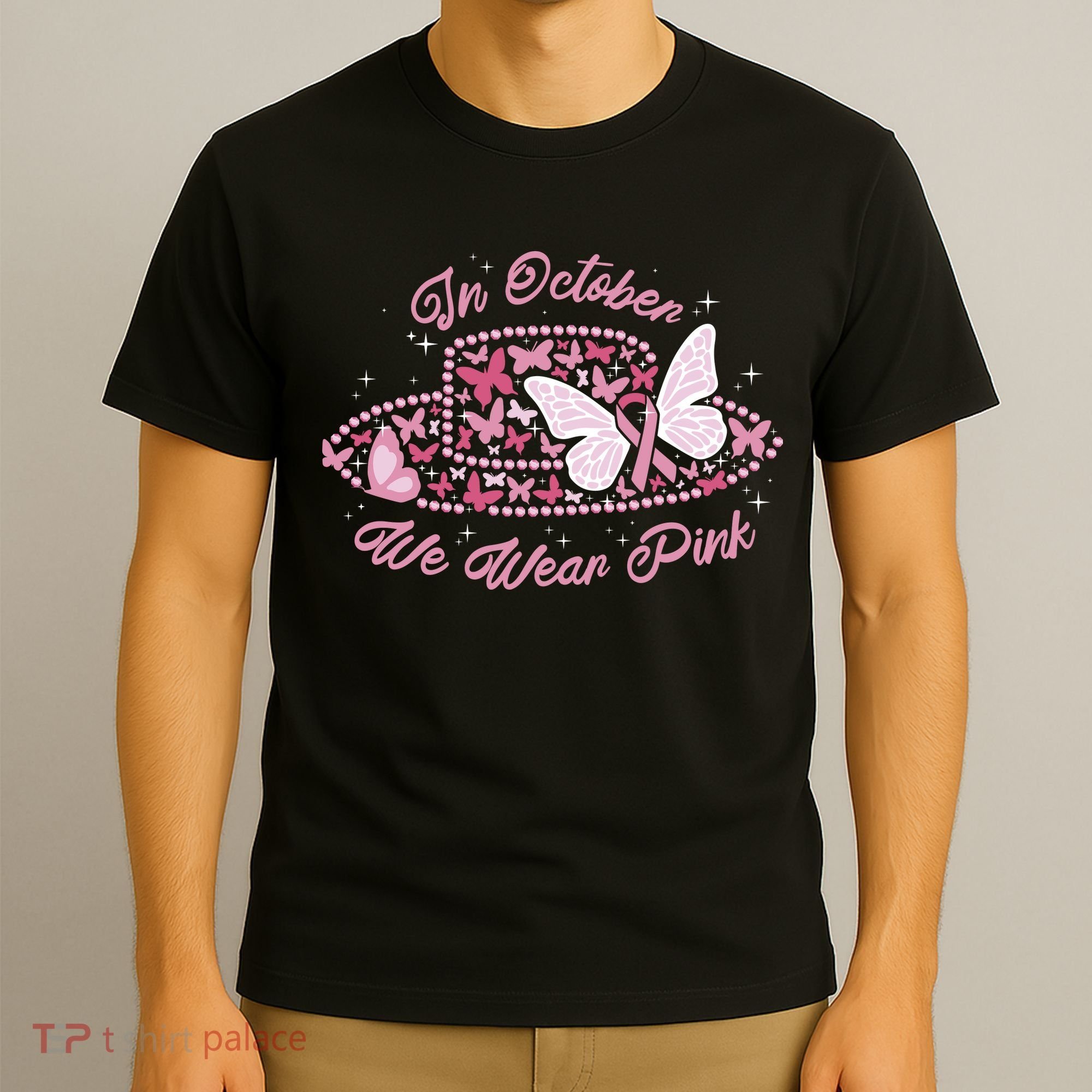 In October We Wear Pink Butterfly Ribbon T-Shirt