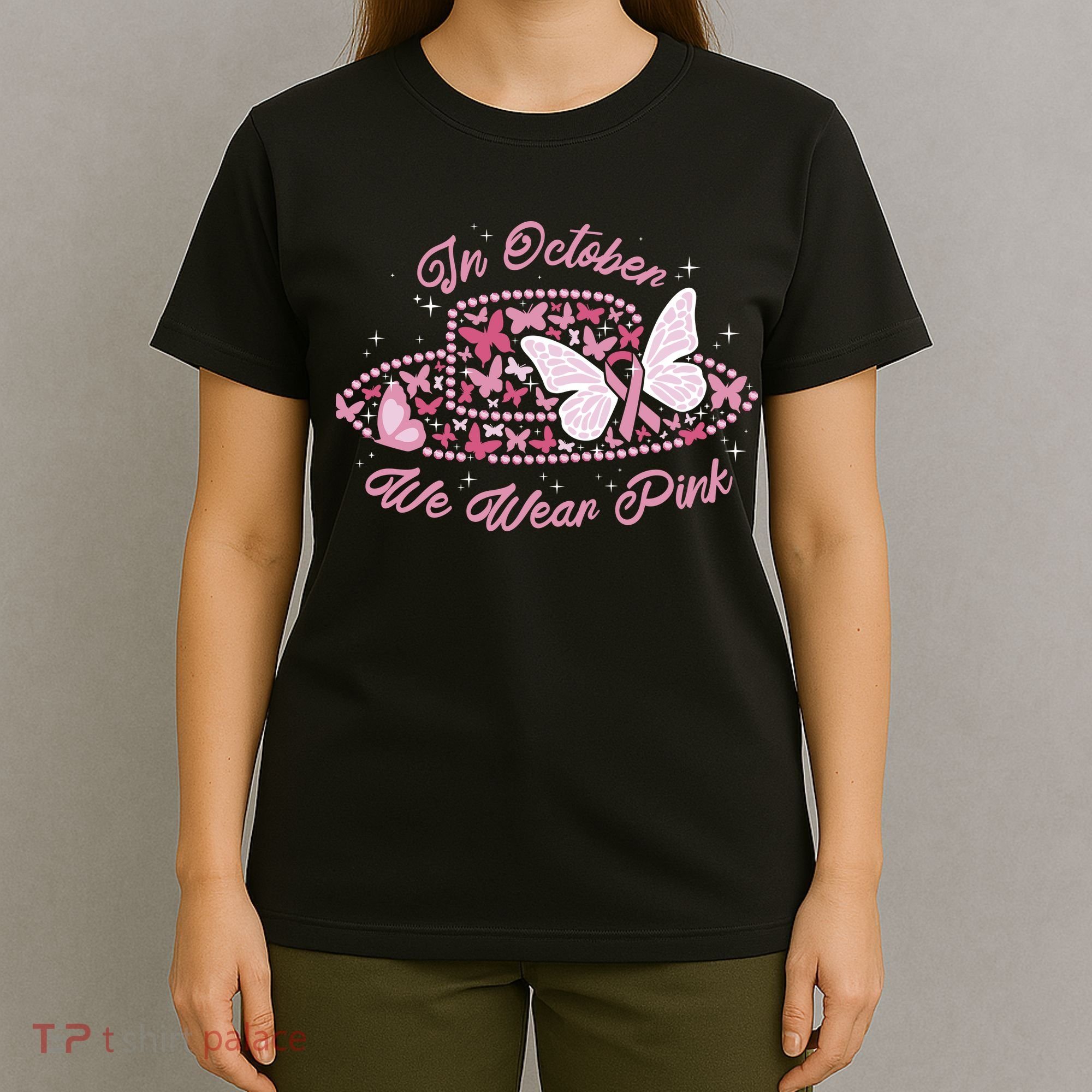 In October We Wear Pink Butterfly Ribbon T-Shirt