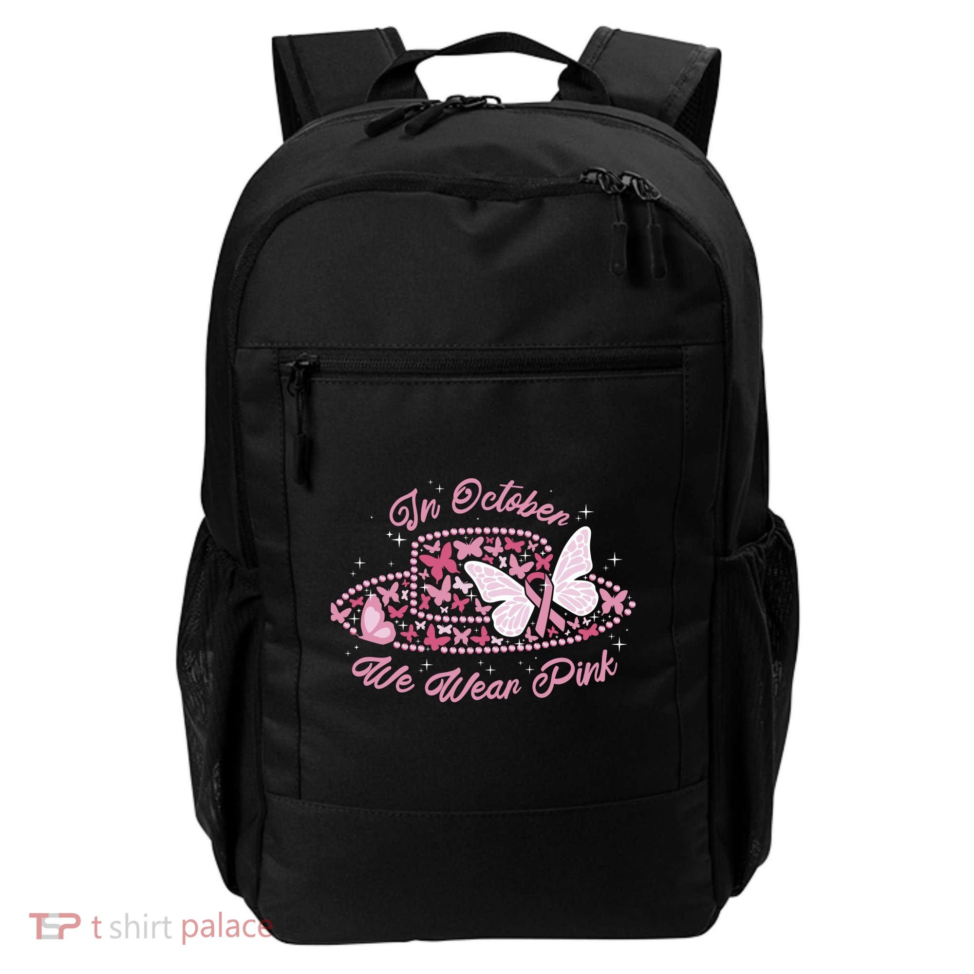 In October We Wear Pink Butterfly Ribbon Backpack