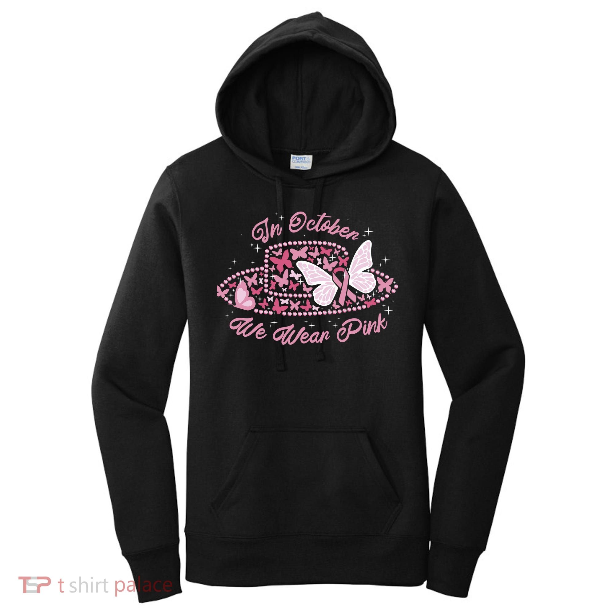 In October We Wear Pink Butterfly Ribbon Women's Hoodie