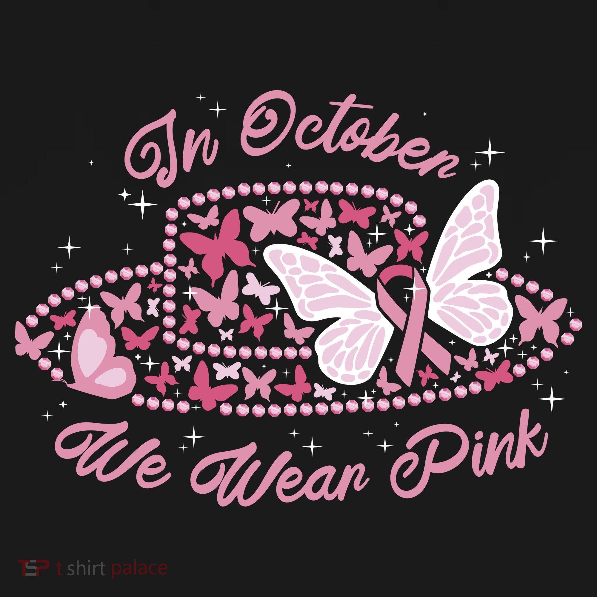 In October We Wear Pink Butterfly Ribbon Women's Hoodie